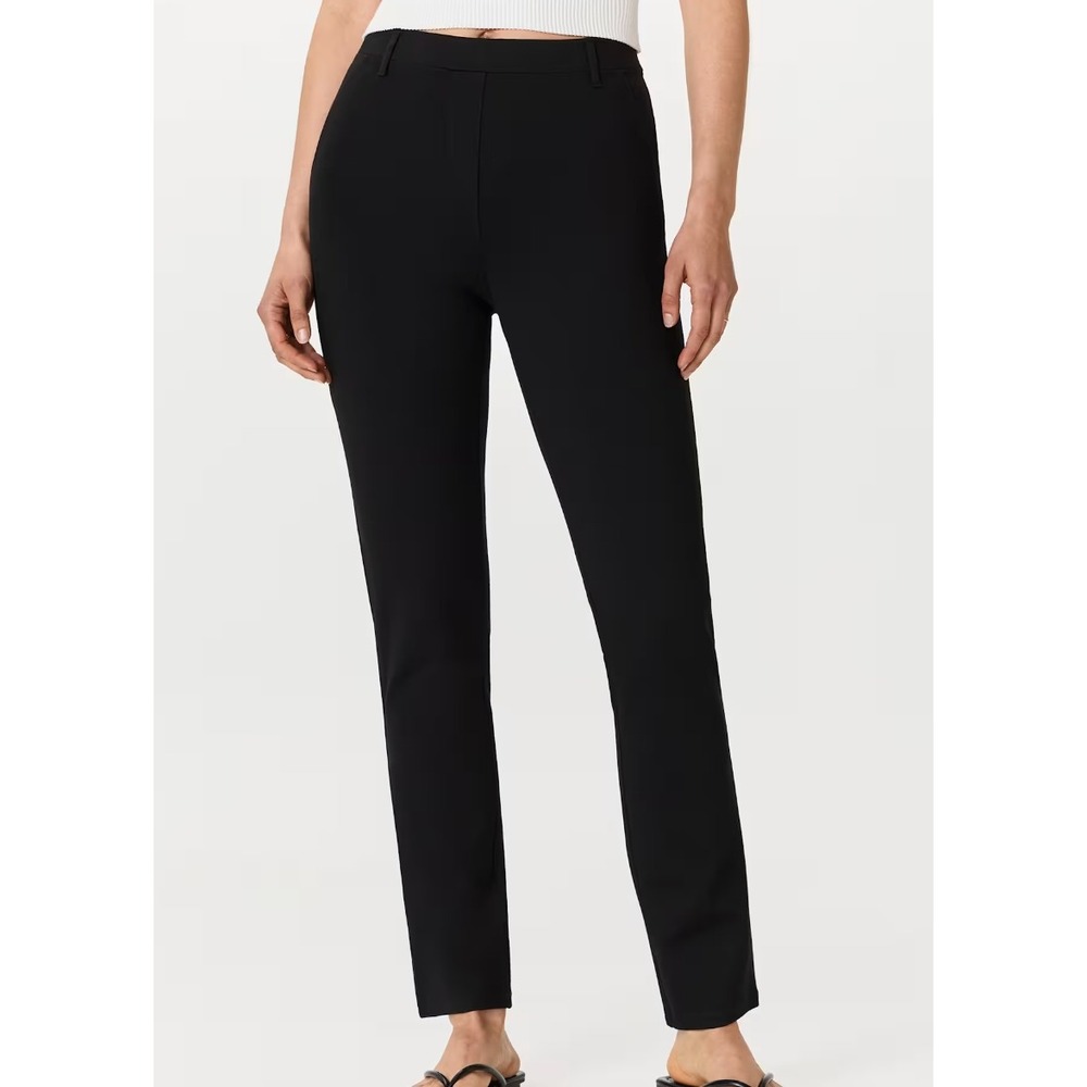 Quince Ultra Stretch Ponte Straight Leg Pants Black Pull On Womens Size Small